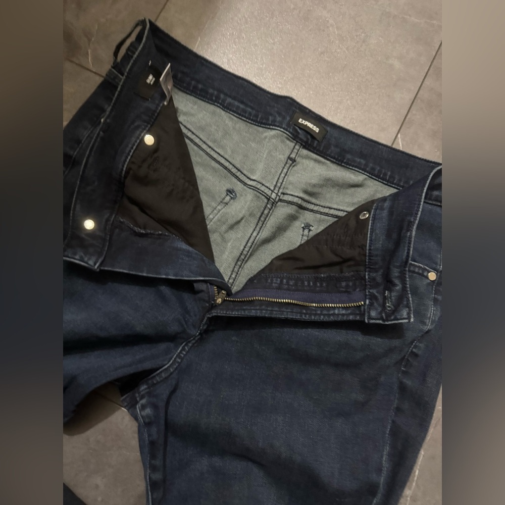 Express High Rise Skinny Dark Denim Jeans - Picture 2 of 2